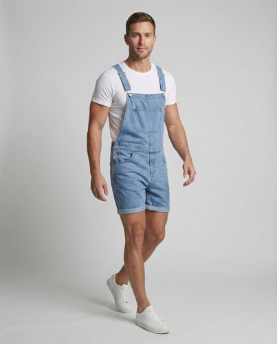 Herren kurze JEchoarchivns-Latzhose mit Brusttasche