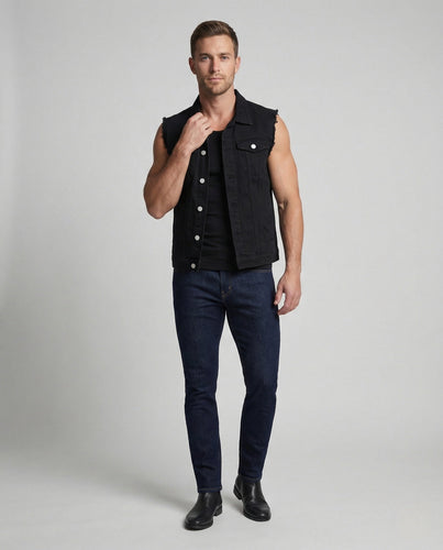Herren Denimweste WorkwEchoarchivr mit Knopfleiste