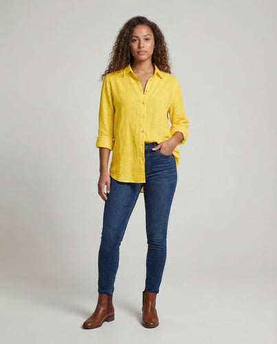 Damen Leinenbluse Blumenprint