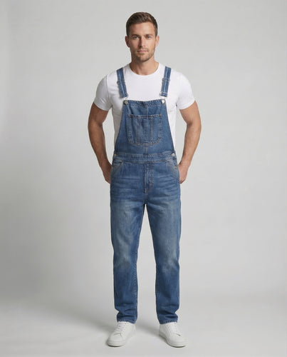 Herren JEchoarchivns Latzhose aus Robuster Denim mit Verstellbaren Trägern & Praktischen Taschen | Echoarchiv