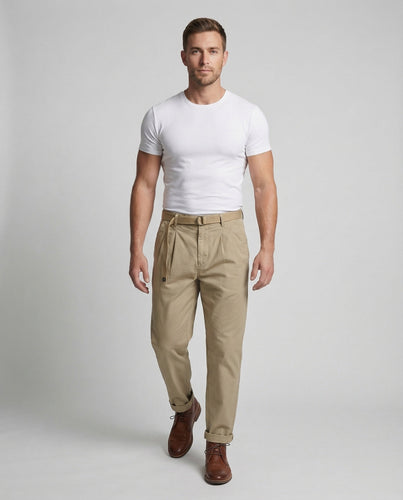 Herren Bundfaltenhose Tapered