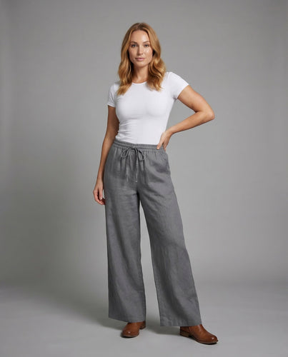Damen Leinenhose Tunnelzug