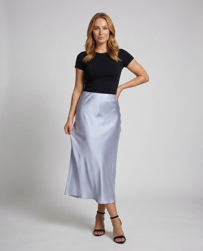 Damen Satin Midirock Drapiert