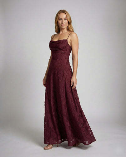 Damen elegantes Abendkleid mit Wasserfallausschnitt