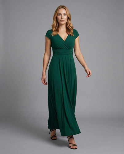 Damen fließendes Chiffon-Maxikleid mit Plissee-Faltenrock – Valéora