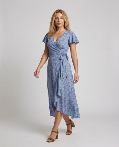 Damen Wickelkleid im Blumenprint mit Vokuhila-Volant