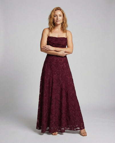 Damen fließendes Abendkleid mit Schnürrücken