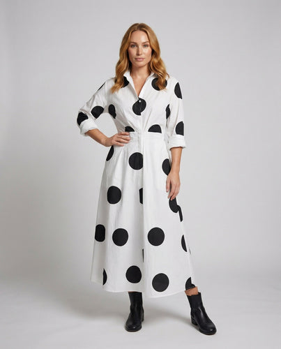 Damen tailliertes Hemdblusenkleid mit Tellerrock