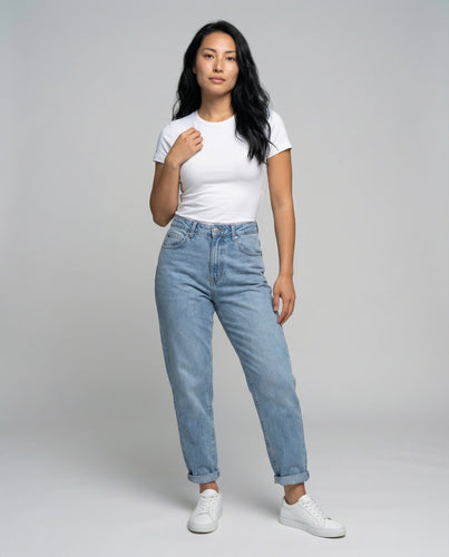 Damen Klassische Konisch zulaufend Denim Denim-Hose