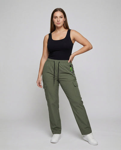 Frauen Militär Reißverschluss Tasche Funktionales Material Cargo-Hose