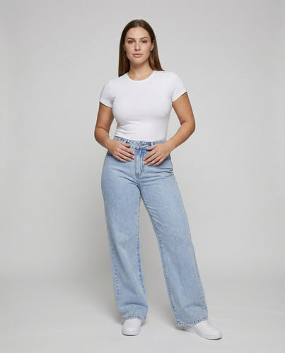 Damen Bequeme Weitgeschnittene Denim Jeans