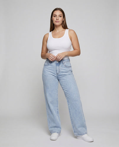 Frauen Retro Soft-Fade-Effekt Denim Palazzo Jeans