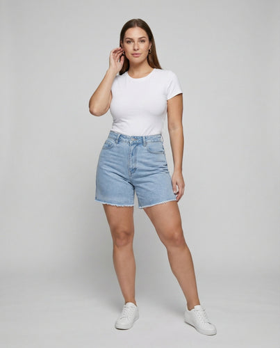 Frauen Retro Ausgefranst Saum Denim Shorts