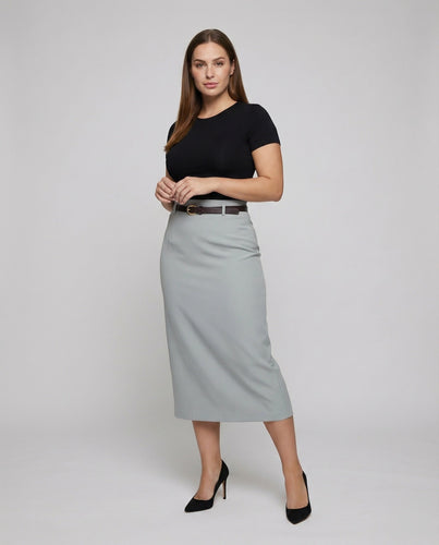 Damen Elegante Asymmetrische Midi-Rock mit Vorderanschnitt