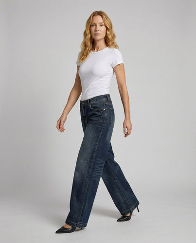 Damen Urban Casual Baggy-Fit Denim Palazzo Denim Hose