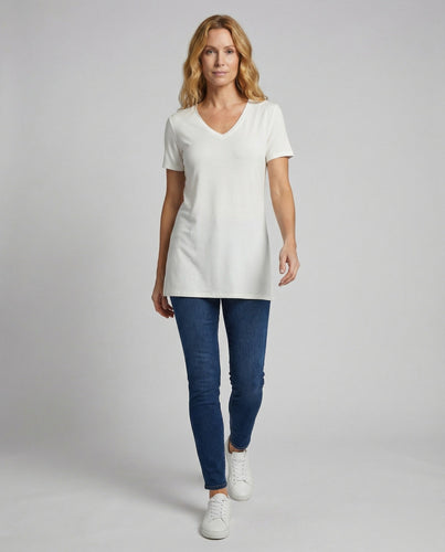 Damen lockere lässige Passform Jersey Tunika Top