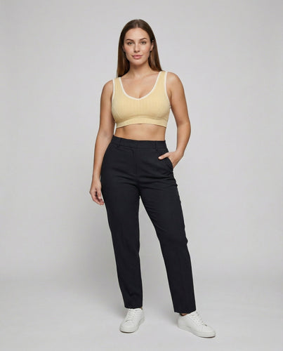 Damen Bequemer Elastischer Unterbrustband Rippenstrick Rippen Bustier