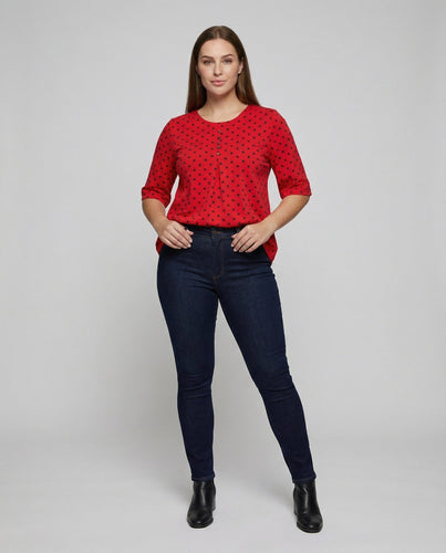 Damen Verspielt Zentrum Lange Falten Misch Chiffon Punkt Bluse