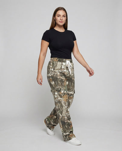 Damen Militär Tarnmuster Gemischte Chiffon Cargo Palazzo Hosen