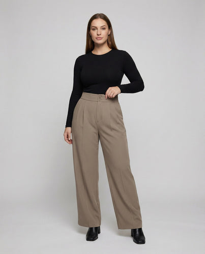 Damen Klassische Doppelknopf Taille MixEcho Archive Hohe Taille Hose