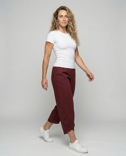 Frauen Rustikale Tulpenstich Leinenlook Hosen