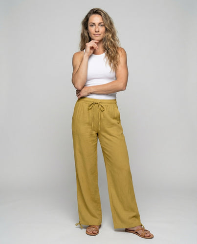 Damen Rustikaler Saum Knotenschal Leinenlook Palazzo-Hose