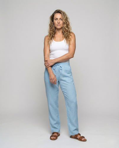 Frauen Rustikale Seitentaschen Leinenlook Palazzo-Hosen