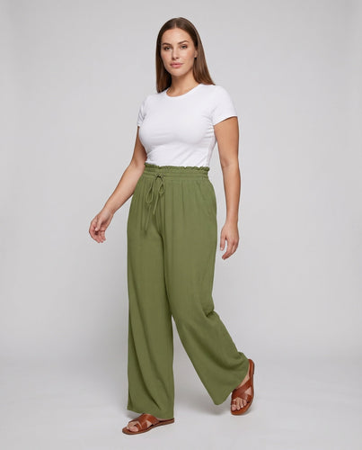 Frauen Bequeme Tiefe Seitentaschen Misch-Chiffon Palazzo-Hosen