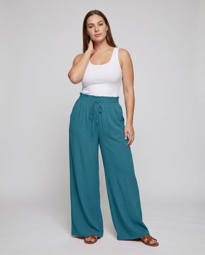 Damenmode Rüsch Taille Misch-Chiffon Palazzo-Hosen