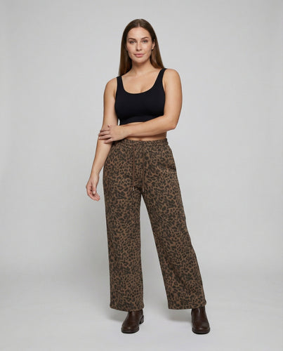 Damen Grafik Leopard Druck Gemischt Chic Relax Freizeit Hose