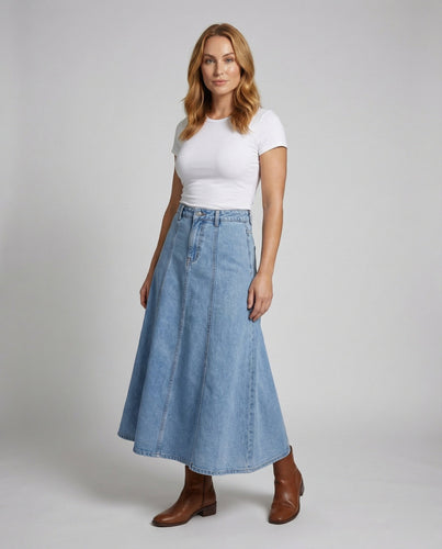Damen Rustikale Schwingender Tellerfall Denim JEchoarchivnspanelrock
