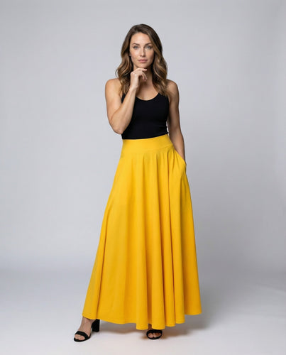 Damen Bequem Praktisch Seiten Taschen Gemischter Chiffon Kreis Rock