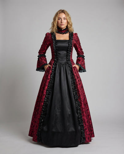 Damen Ballkleid Barockstil Korsett Glockenärmel