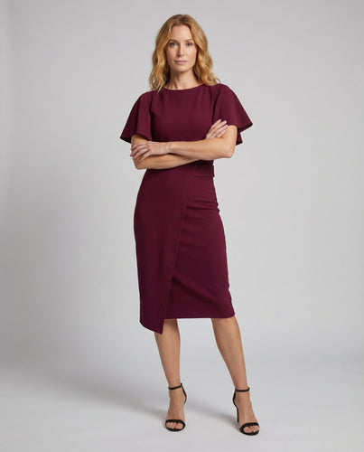 Damen Schuppen Kleid Rüschensleeves Asymmetrisches Drapieren