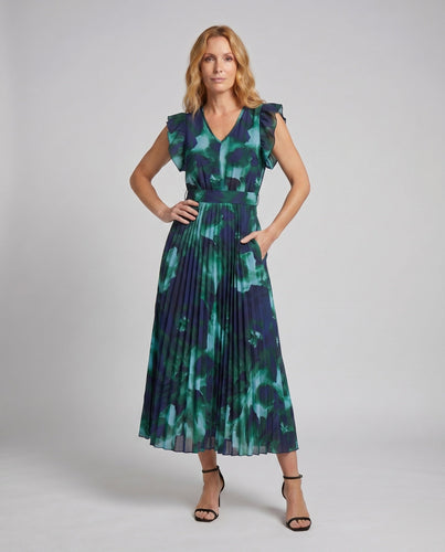 Damen Hemdkleid mit Bindegürtel, ausgestellt Rock, 3/4-Ärmel