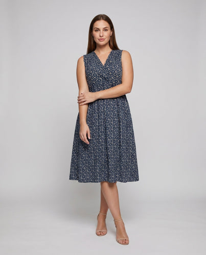 Damen Ärmelloses Midi-Kleid Überkreuzter Bust Empire-Taille