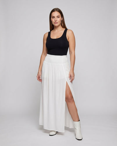 Damen Pareo Rock Smock-Taille Oberschenkel Schlitz Baumwoll-Gaze