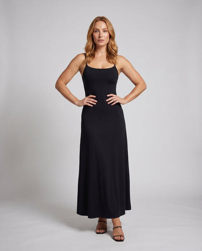 Damen Abend Maxikleid Tailliertes Oberteil Naht Flatterrock Schmale Träger
