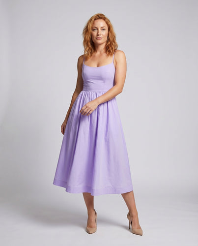 Damen Midi-Bustierkleid Tailliertes Mieder Tellerrock Spaghettiträger
