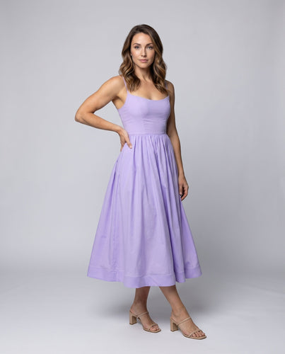 Frauen Midi Kleid Form-Bustier Raffung A-Linie Rock Spaghetti-Träger