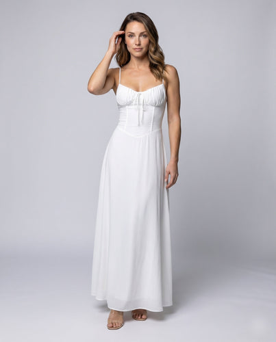 Damen Träger Maxi Kleid Fließende A-Linie Spaghetti-Träger