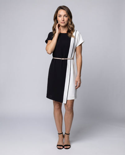 Damen Panel Kleid Dekorative Besatz A-Linie Kurzarm
