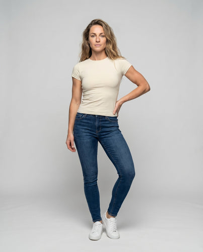 Damen Kurzes Shirt Rundhals Elastisch Qualität