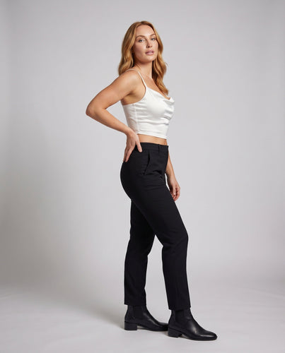 Damen elegantes Spaghetti-Träger-Crop-Top mit V-Ausschnitt und feiner Satinstruktur