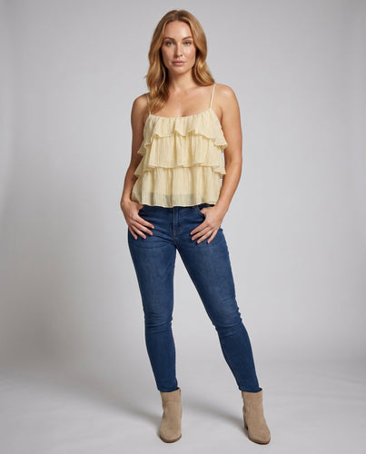 Damen Luftige Rüsche Bluse mit Spaghetti-Trägern