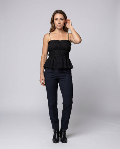 Damen luftiger Top mit Rüschendetails und gerafftem Design