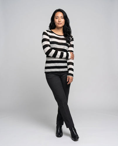 Damen modischer Strickpullover mit elegantem Streifenmuster