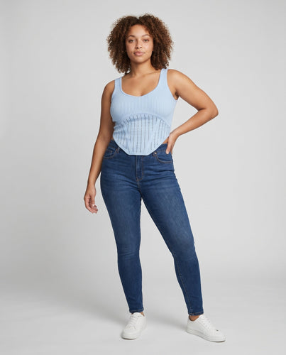 Damen trendiger cropped Stricktop mit atmungsaktivem Design