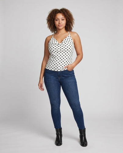 Damen modische Crossover-Bluse mit raffiniertem Punktenmuster
