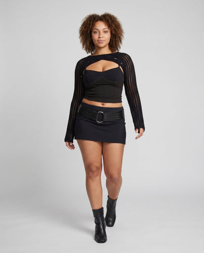 Damen modischer Mesh-Oberteil mit Ausschnitten und langen Ärmeln